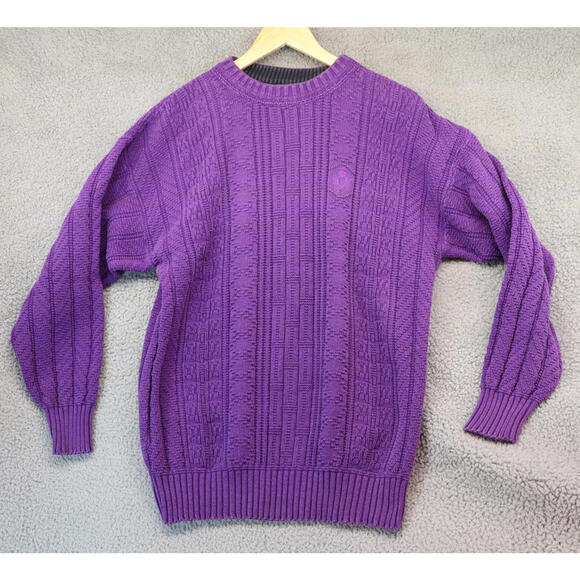 Vtg Ralph Lauren Chaps Canleknit Sweater Crest Large USA
